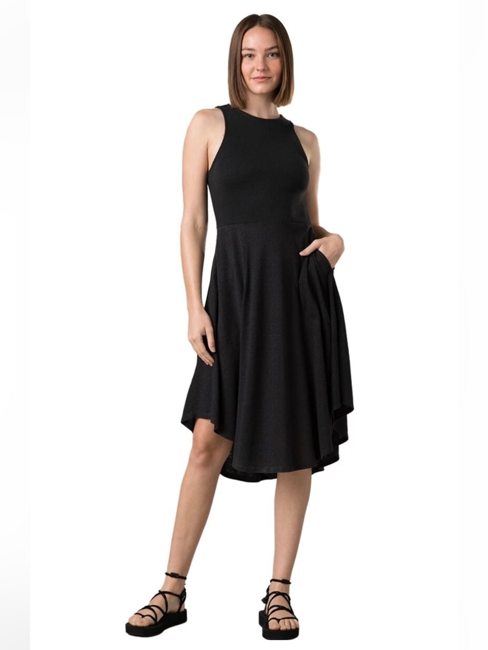 PRANA Cozy Up Bayjour Dress. A Line w Pockets. Gorpcore. Ribbed tank. EUC. SZ M